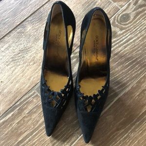 Dolce & Gabbana black suede cut out heels/pumps size 36